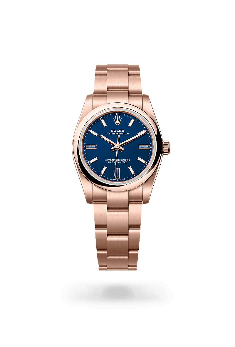 Rolex Oyster Perpetual 34, M124205-0002, 34mm, 18 kt Everose-goud