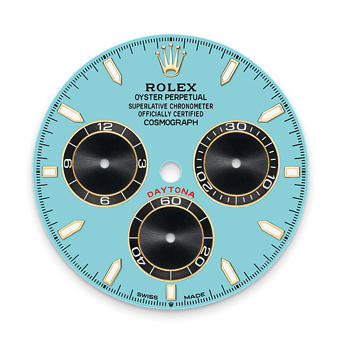 Turquoiseblauwe wijzerplaat