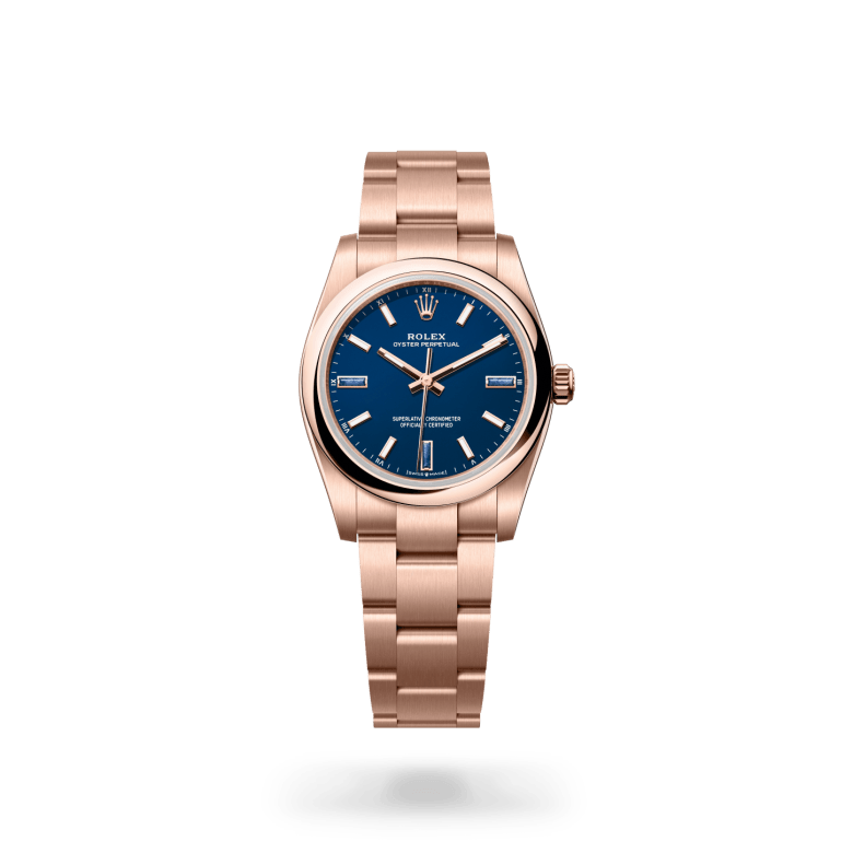 Rolex Oyster Perpetual 34, M124205-0002, 34mm, 18 kt Everose-goud